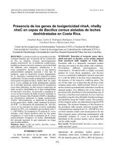 thumbnail-of-Presencia de los genes de toxigenicidad nheA, nheBy nheC en cepas de Bacillus cereus aisladas de leches deshidratadas en Costa Rica.